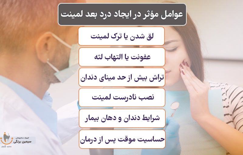 عوامل مؤثر در ایجاد درد پس از لمینت دندان